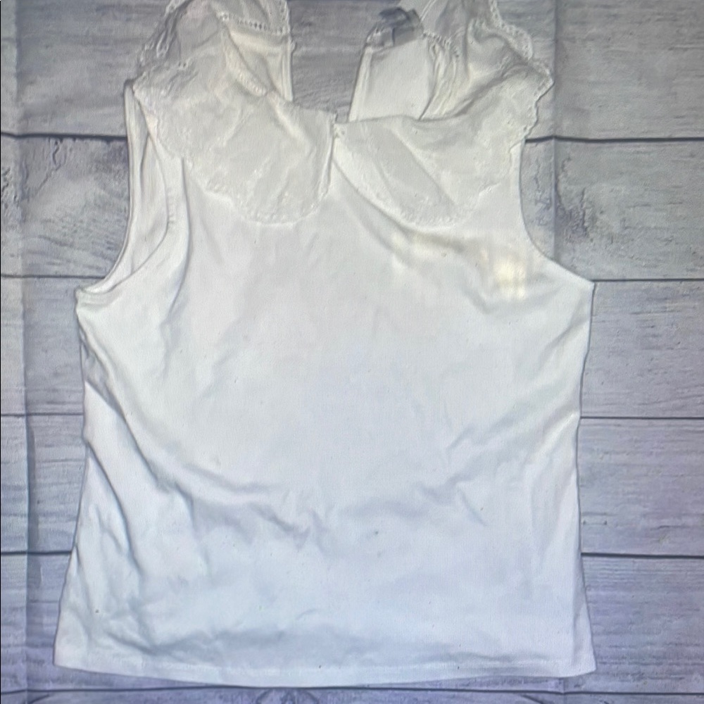 Elegant White Lace Trim Tank Top